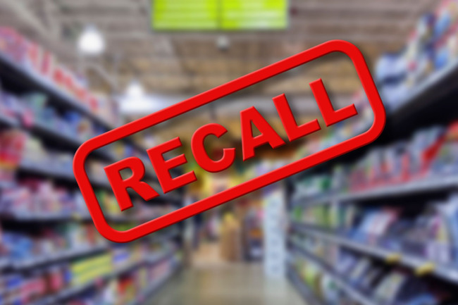 "Recall" over a blurred background of a store aisle